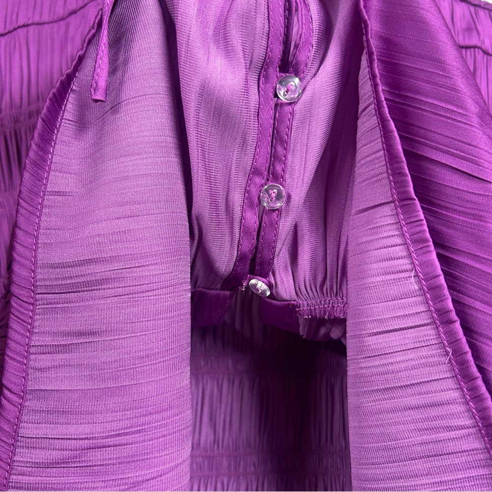 Anthropologie Silky Smocked Swing Top Raspberry Sz L Purple - Picture 5 of 9